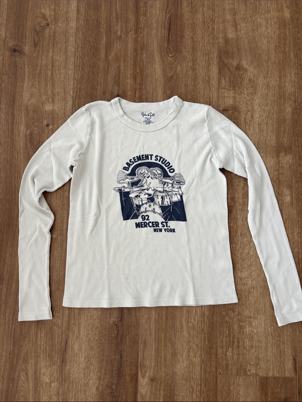 Brandy Melville Cream Long-Sleeve Graphic cotton Tee - one size